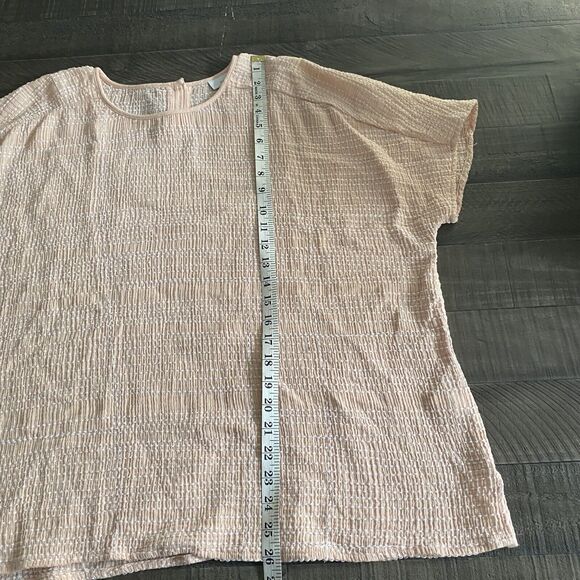 Pure Jill Cotton Short Sleeve Oversized Embroidered Blouse Size Large Peach - Picture 12 of 13